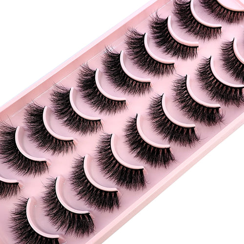 10 Pairs Faux Mink Eyelashes Handmade False Eyelashes Natural Nude