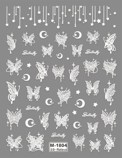 5D Nail Art Stickers Love Hearts Stars French Nail Art Design
