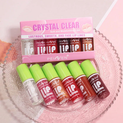 6 Pieces Glass Mirror Lip Gloss Set Hydrating Lightweight Lip Balm