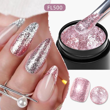 Four Lily 8ml Gold Sparkling Platinum Nail Gel Polish Glitter Long