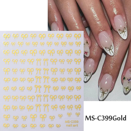 1/2pcs Black White Pink Mini Bowknot Design Nail Art Sticker Self