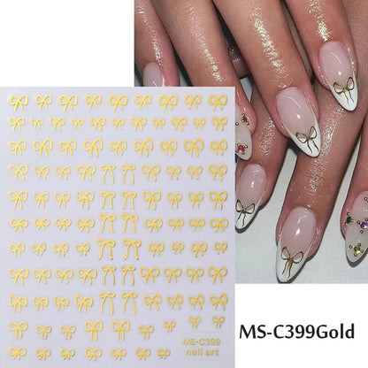 1/2pcs Black White Pink Mini Bowknot Design Nail Art Sticker Self