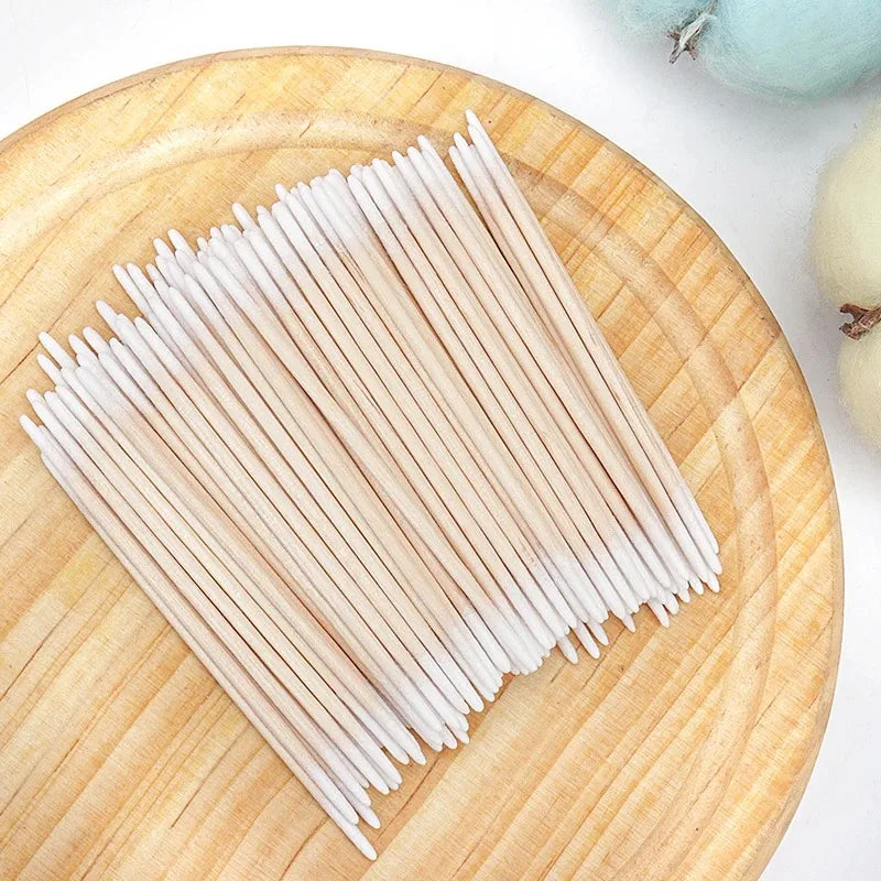 Disposable Ultra-small Double-end Wood Cotton Swab 100pcs Lint Free