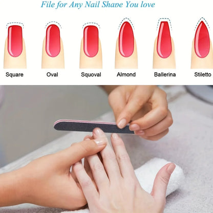 5Pcs Double Sided Emery Board Nail File, 100/180 Grit Nail Buffering