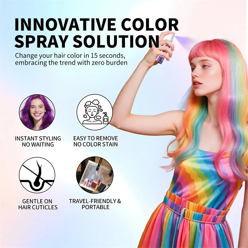 Halloween Hair Color Spray Disposable Hair Dye Spray DIY One-Time Hair