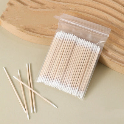 Disposable Ultra-small Double-end Wood Cotton Swab 100pcs Lint Free