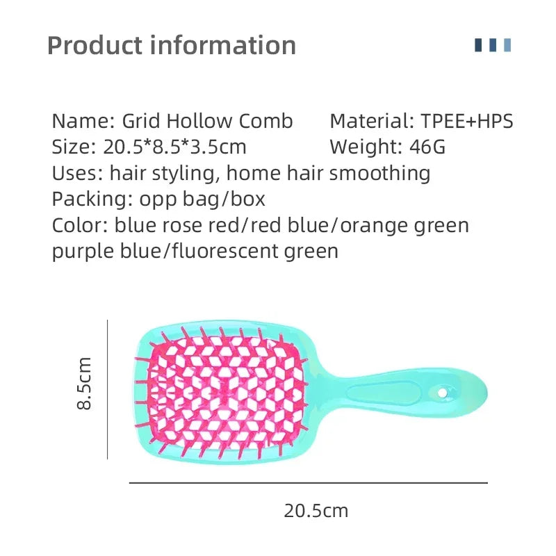 2pc Hair Comb Set Anti Static Scalp Massage Wet Dry Comb Demelante