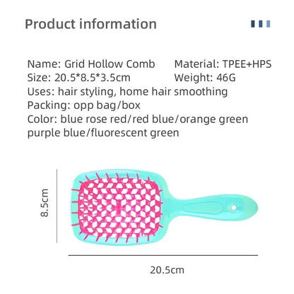 2pc Hair Comb Set Anti Static Scalp Massage Wet Dry Comb Demelante