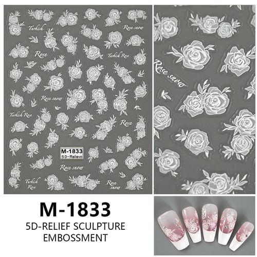 5D Nail Art Stickers Love Hearts Stars French Nail Art Design