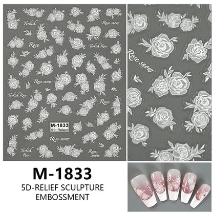 5D Nail Art Stickers Love Hearts Stars French Nail Art Design