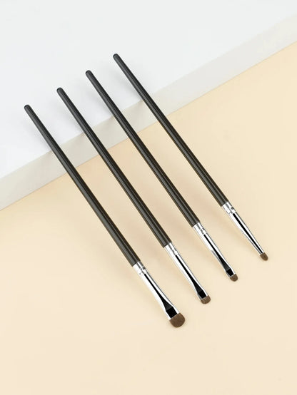 4-Piece Eye Detail Brush Set - Precision Mini Makeup Brushes for