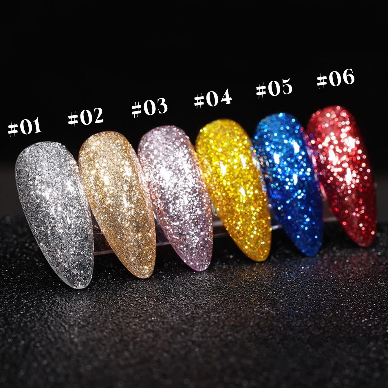 10ml 1-12pcs Gold Sparkling Platinum Nail Gel Polish Glitter Long