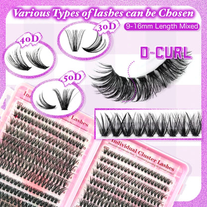 Lash Extension Kit Lash Clusters D Curl Individual Lashes Kit with