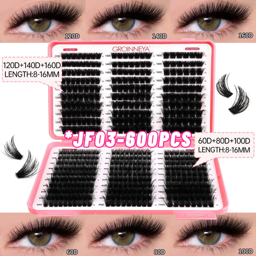 GROINNEYA Lashes Cluster DIY Lash Extension Mixed Tray Clusters