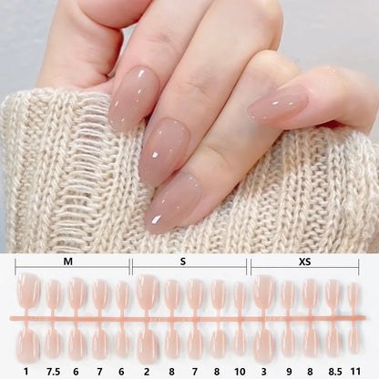 150Pcs Gradient Nude Short Almond Fake Nails XS/S/M Size Glossy Full