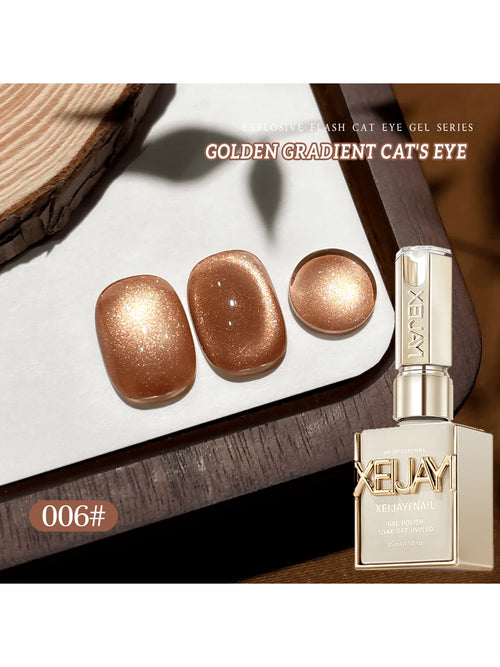 6Pcs 15ML Golden Gradient Cat Eye Nail Polish Gel Phototherapeutic Gel