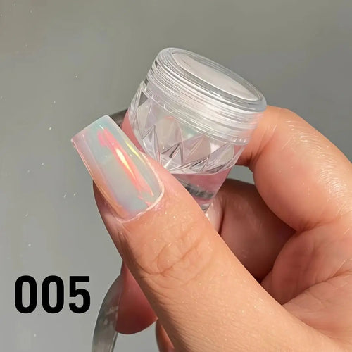 1pc Chrome Nail Powder Ice Transparent Aurora High Gloss Pearl Rainbow