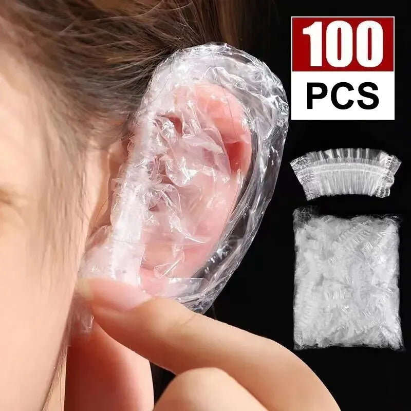 100PCS Disposable Hair Earmuff Dye Transparent Elastic Shower Hair Dye