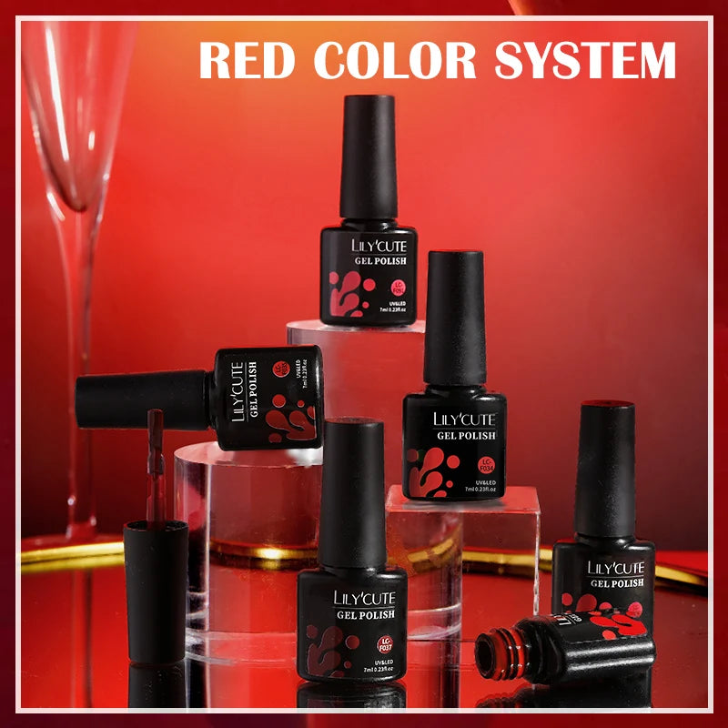 LILYCUTE 5Pcs/Set 7ML Red Brown Nail Gel DIY Nail Art Semi Permanent