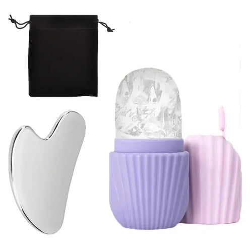 1/3PCS Ice Face Roller Stainless Steel Gua Sha Board Set Face Massage