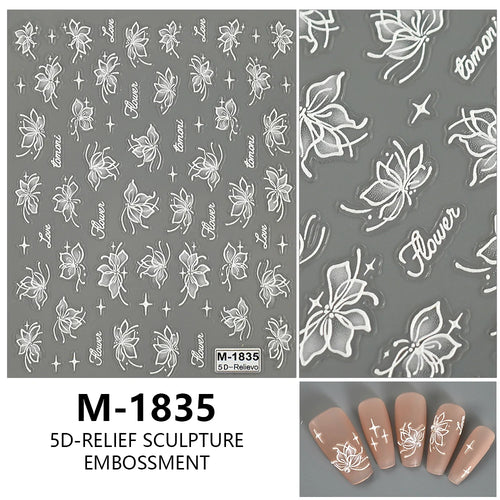5D Nail Art Stickers Love Hearts Stars French Nail Art Design