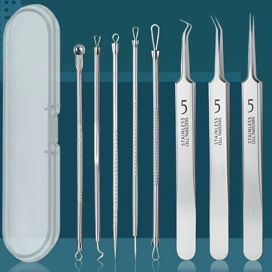 8-Piece Blackhead Remover Kit – Stainless Steel Blemish & Acne