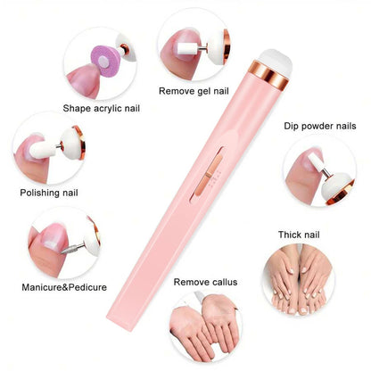 YIKOOLIN Portable Nail File Care Set LED Light Adjustable 4 Speed with