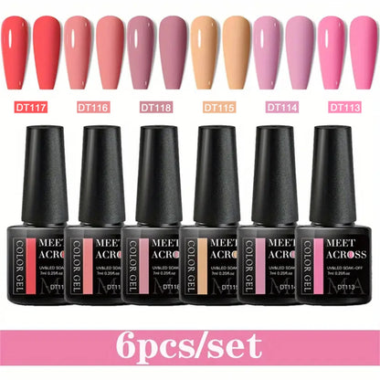 6pcs Gel Nail Polish Set HEMA Free 7ml Semi Permanent Soak Off UV Gel