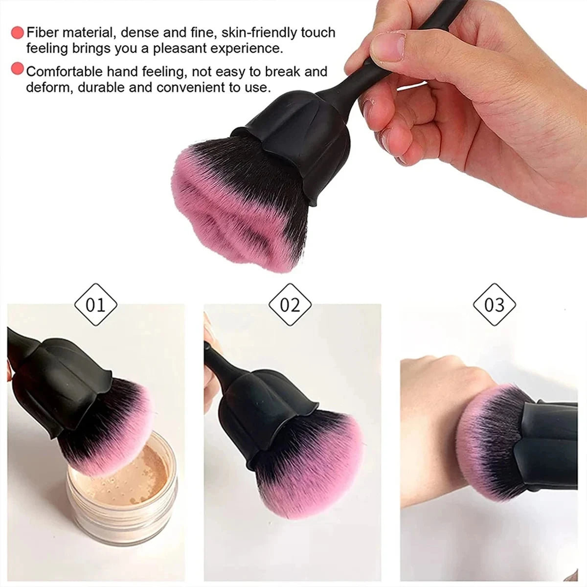 Pink Rose Soft Brush For Manicure Nail Art Dust Brush Nail Dust Brush