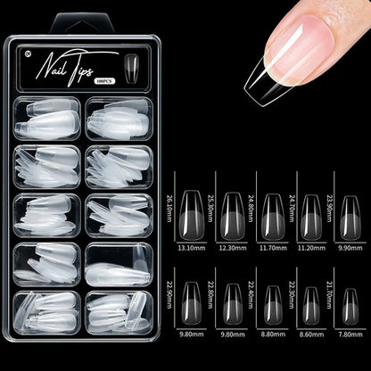 100pcs/box Fake Nail Tips Coffin Press on Nail Clear Full Cover Nail