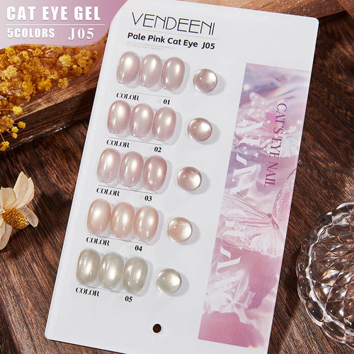 Vendeeni 5 Colors/Set Crystal Cat Eye Gel Nail Polish Semi Permanent