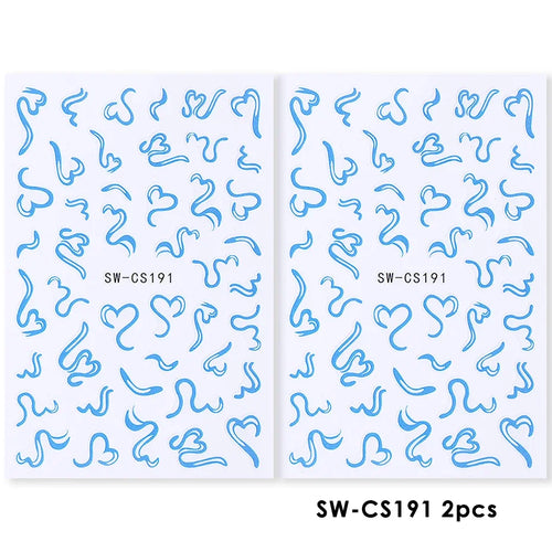 2pcs Sweet Element Nail Art Stickers Simple Flower Heart Cherry
