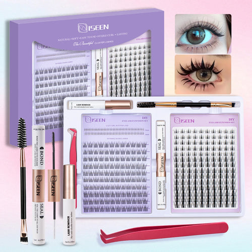 ISEEN DIY Eyelash Extension Kit Cluster Mix Eyelashes Full Set Lashes