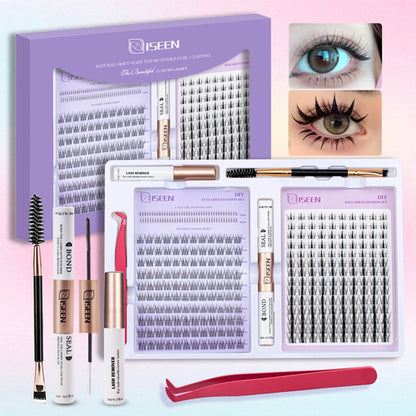 ISEEN DIY Eyelash Extension Kit Cluster Mix Eyelashes Full Set Lashes