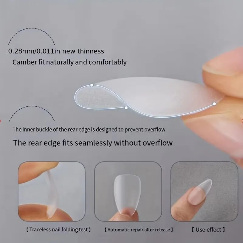 Box of 330 Short Almond Nail Tips - Upgraded Matte Gel Nail Stickers,