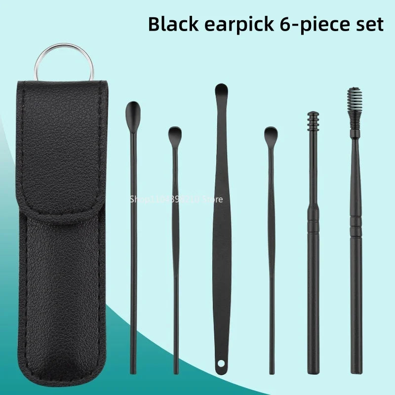 6pcs Stainless Steel Ear Wax Removal Tool Set Spiral Rotating