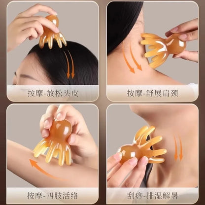 Octopus Massage Comb Resin Head Meridian Scraping Scalp Massage Brush