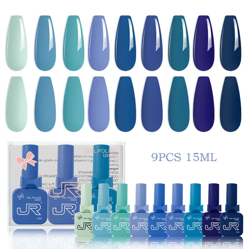 JR 9pcs 15ml gel nail polish set Including Red Pink Nude Gel Polish