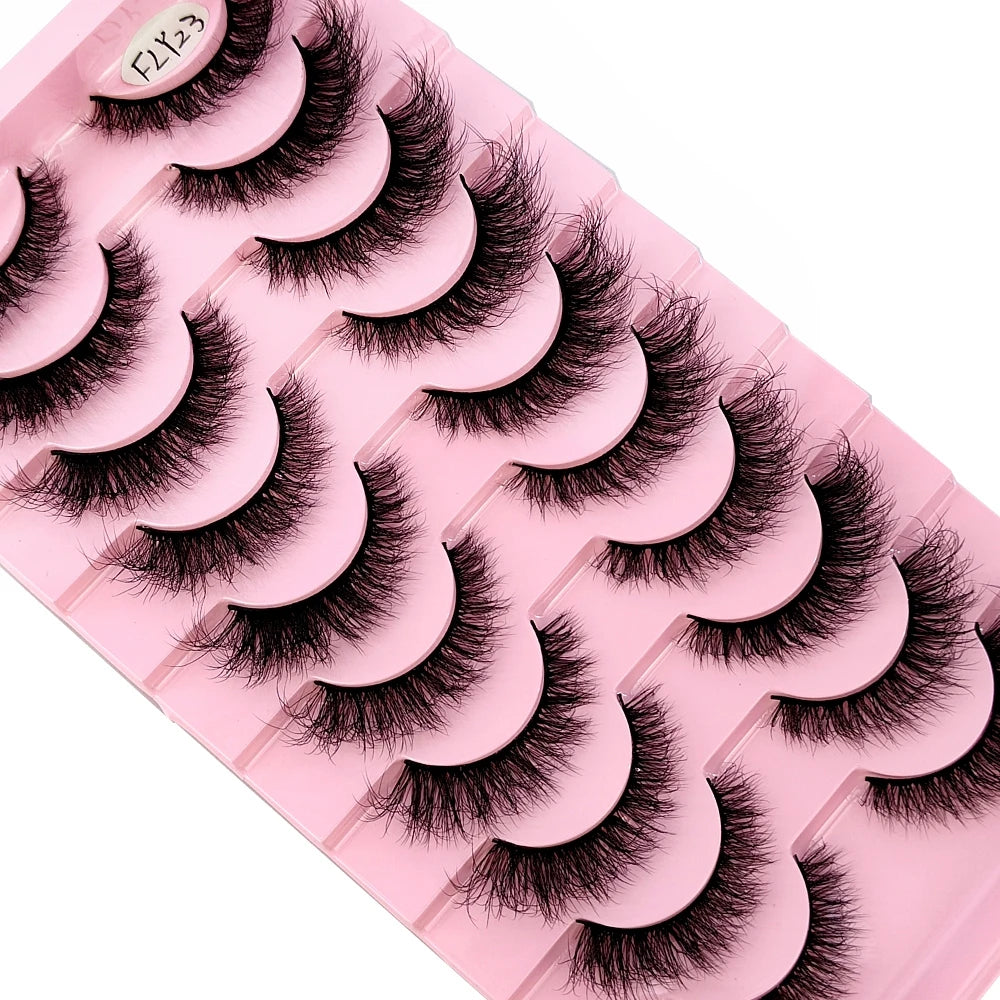 10 Pairs Faux Mink Eyelashes Handmade False Eyelashes Natural Nude