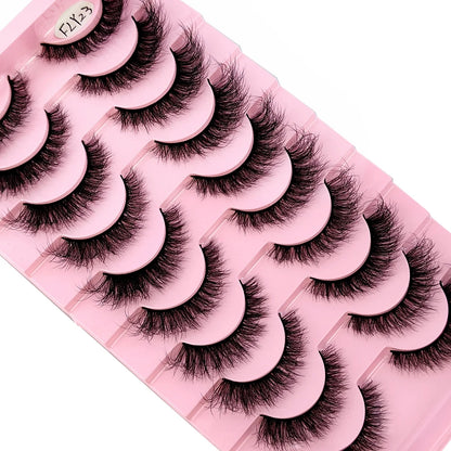 10 Pairs Faux Mink Eyelashes Handmade False Eyelashes Natural Nude