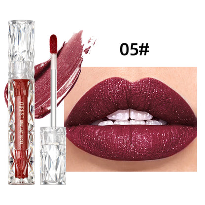 QIBEST Waterproof Diamond Shimmer Glitter Lipgloss Matte Liquid