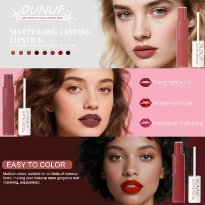 Long-Lasting Lip Gloss 1pcs: Matte Lipstick Non-Stick Cup Waterproof