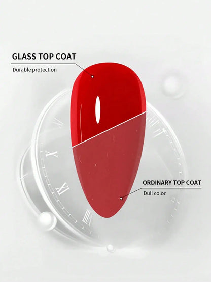 15ml Glass Top Coat Long Lasting Clear Rubber Top Coat LED UV