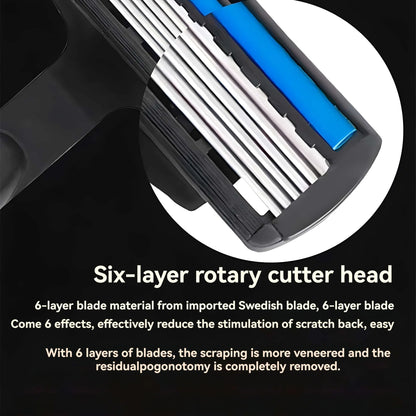 6-layer razor blade, men's stainless steel blade, classic water washed