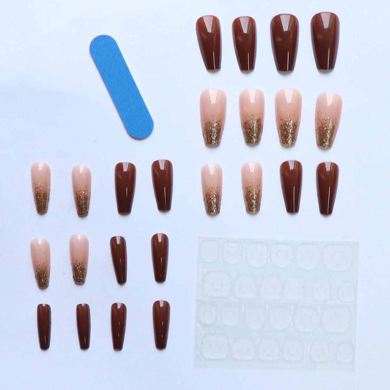 24PCS/ brown ballet-shaped fake nails instantly upgrade your look with