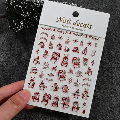 Winter Christmas Atmosphere Nail Stickers Snowman Snowflake Wapiti