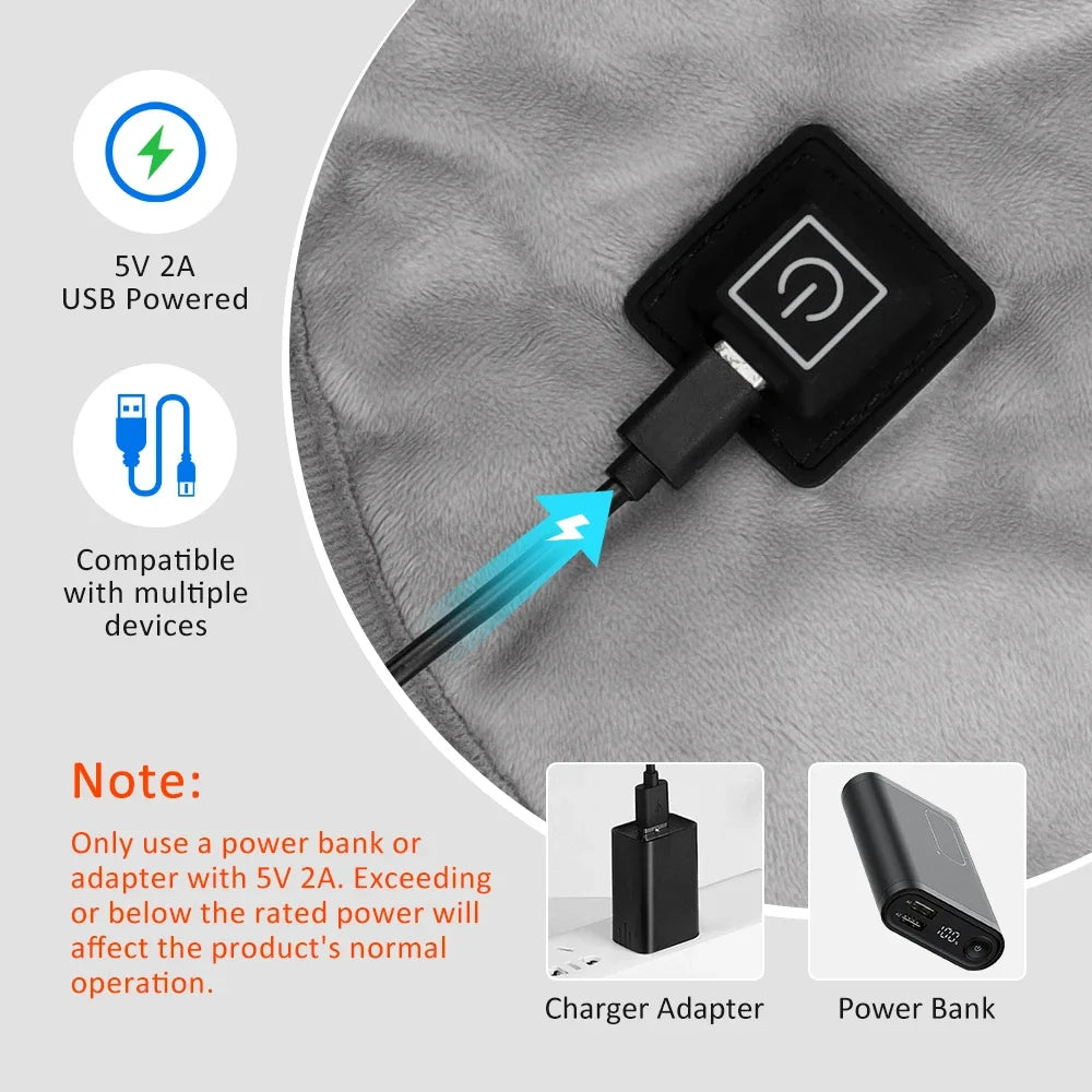 Electric Heating Shoulder Neck Pad USB Heated Back Wrap 3 Heat Level