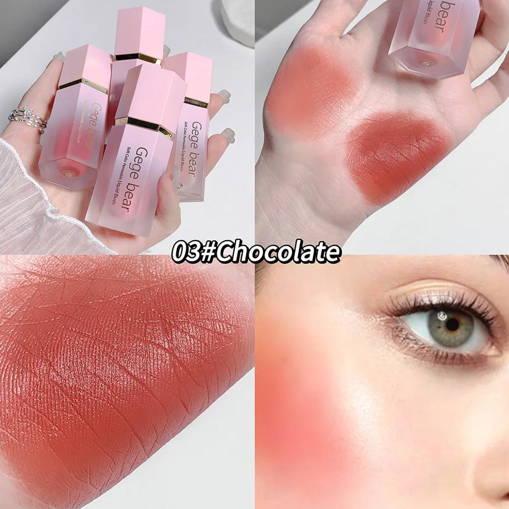 Gege Bear Liquid Blush Cream 6 Colors Smooth Velvet Matte Pink Blusher