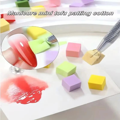 Mini Square Nail Art Sponge With 4 Prongs, Metal Pliers Set,