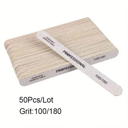 10/25/50Pcs Nail File 100/180/240 Wooden Sanding Buffer Block Pedicure